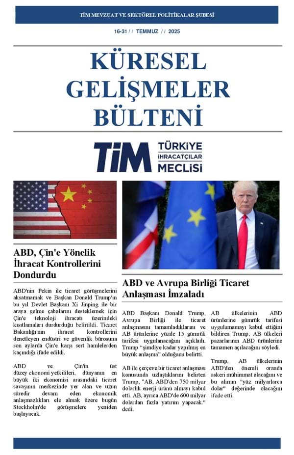 16-31 Temmuz 2025 Bülteni 