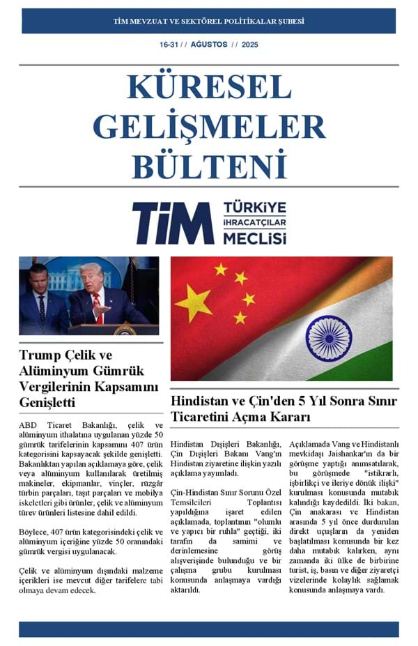16-31 Ağustos 2025 Bülteni 